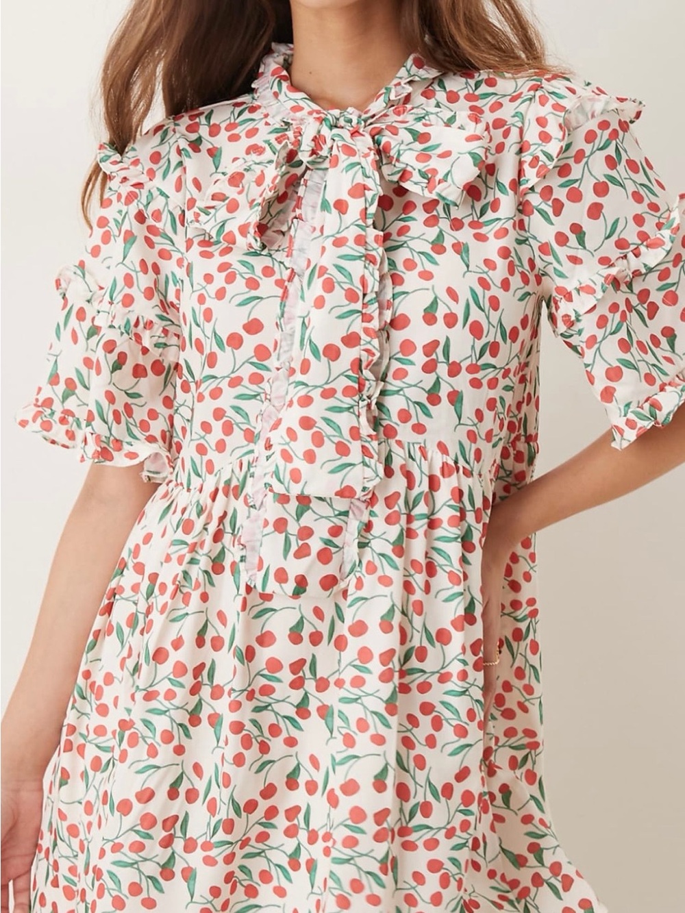 Sister Jane White Mini Dress with Red Cherry Print - Picture 3 of 4